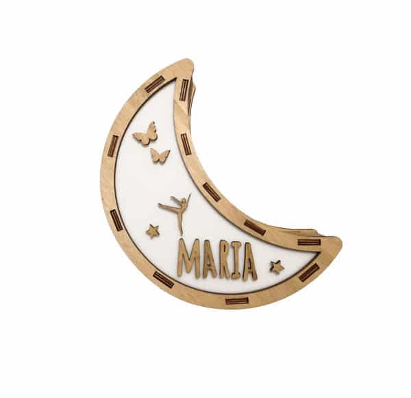 Lámpara Luna - Modelo 8 - Mariposas + Estrellas + Bailarina