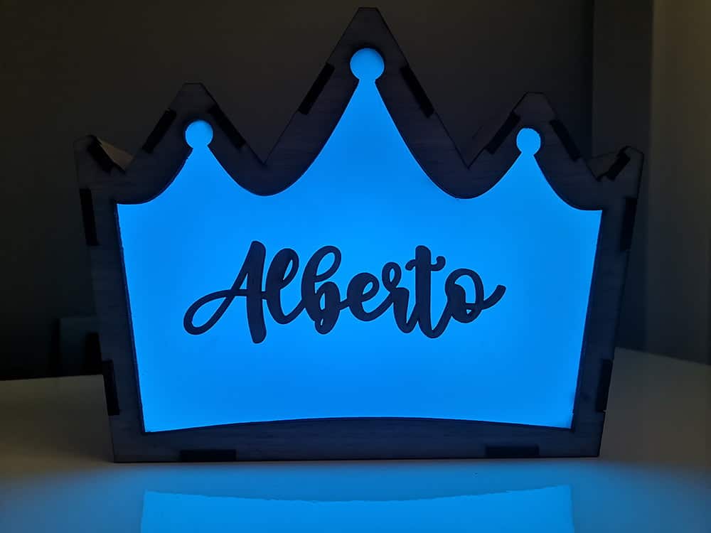 Lámpara Corona personalizada madera artesanal led RGB - Imagen 7