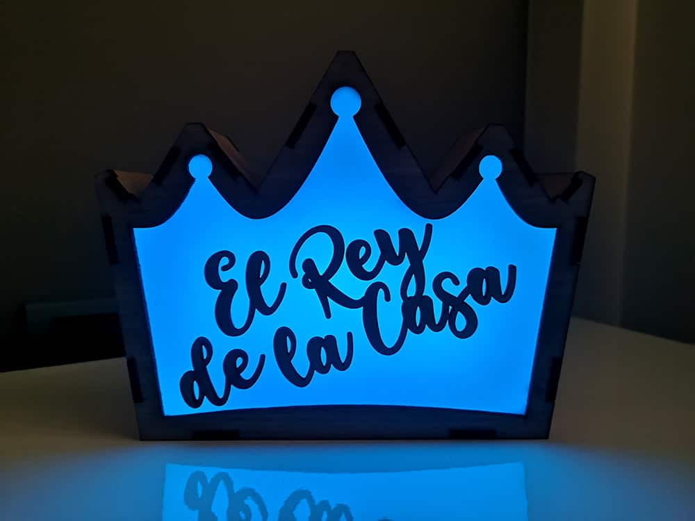 Lámpara Corona personalizada madera artesanal led RGB - Imagen 6