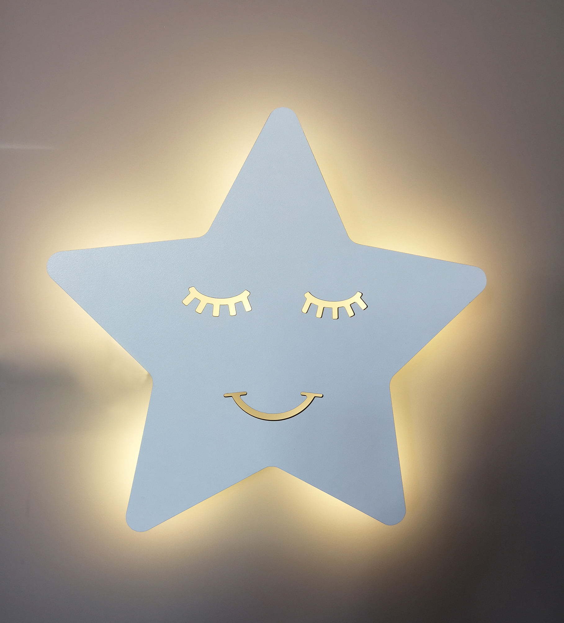 Lámpara de pared Estrella sonriente retro iluminada a pilas ó con mando a distancia y transformador - Imagen 5