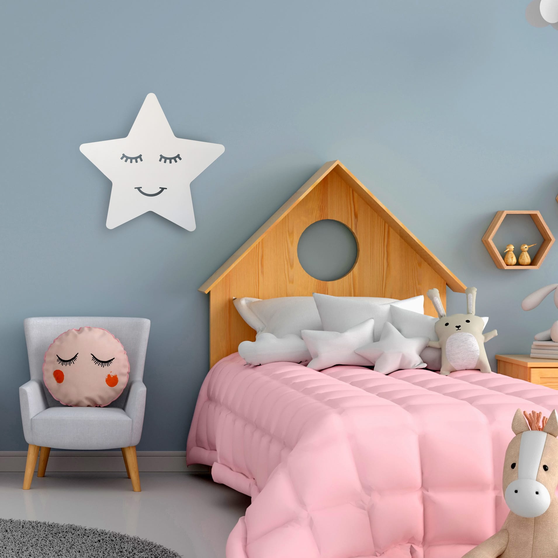 Lámpara de pared Estrella sonriente retro iluminada a pilas ó con mando a distancia y transformador - Imagen 3